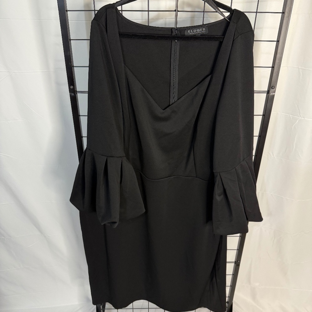 Eloquii 28 Black Bubble Sleeve Dress